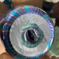 Signed, Hand-blown Glass Vase (Opalescent Green)